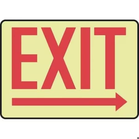 Accuform Exit Sign, Adhesive Glow Vinyl, 14 in W, 10 in H MADC535GF